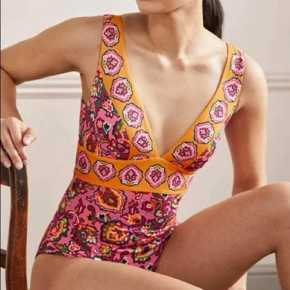 Boden Hankercheif Printed Bohemian One Piece Swimsuit